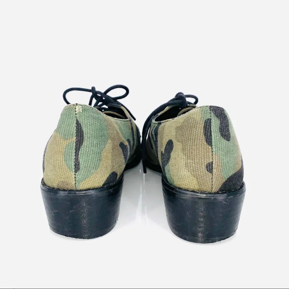 Dolls Kill x Shellys of London Camo Print Lace Up Oxfords Size 6.5